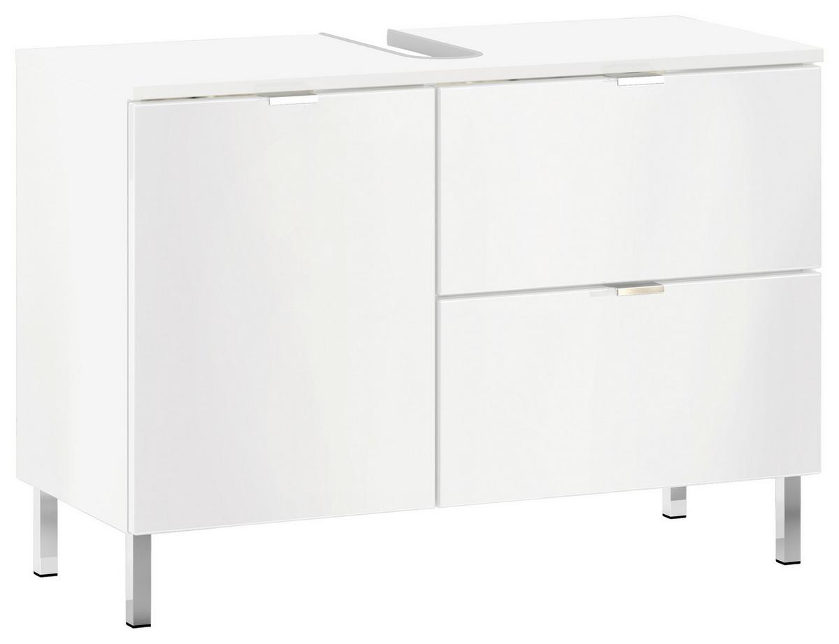 Waschbeckenunterschrank GW-Mau resa ca.80x56x34cm Weiß - Chromfarben/Weiß, KONVENTIONELL, Holzwerkstoff/Metall (80/56/34cm) - Germania