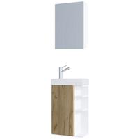 Kopalnica Za Goste Lumia, Bela, Barva Hrasta - bela/medeni hrast, Moderno, steklo/leseni material (40cm) - MID.YOU