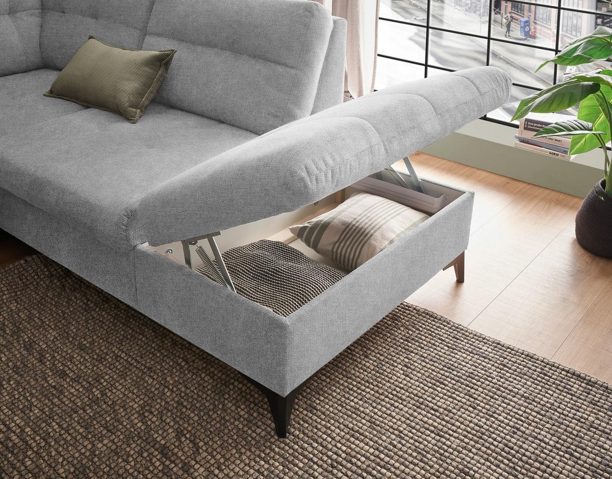 Wohnlandschaft Durban U ca. 170x324x218 cm Hellgrau - Hellgrau/Schwarz, KONVENTIONELL, Kunststoff/Textil (170/324/218cm) - MID.YOU