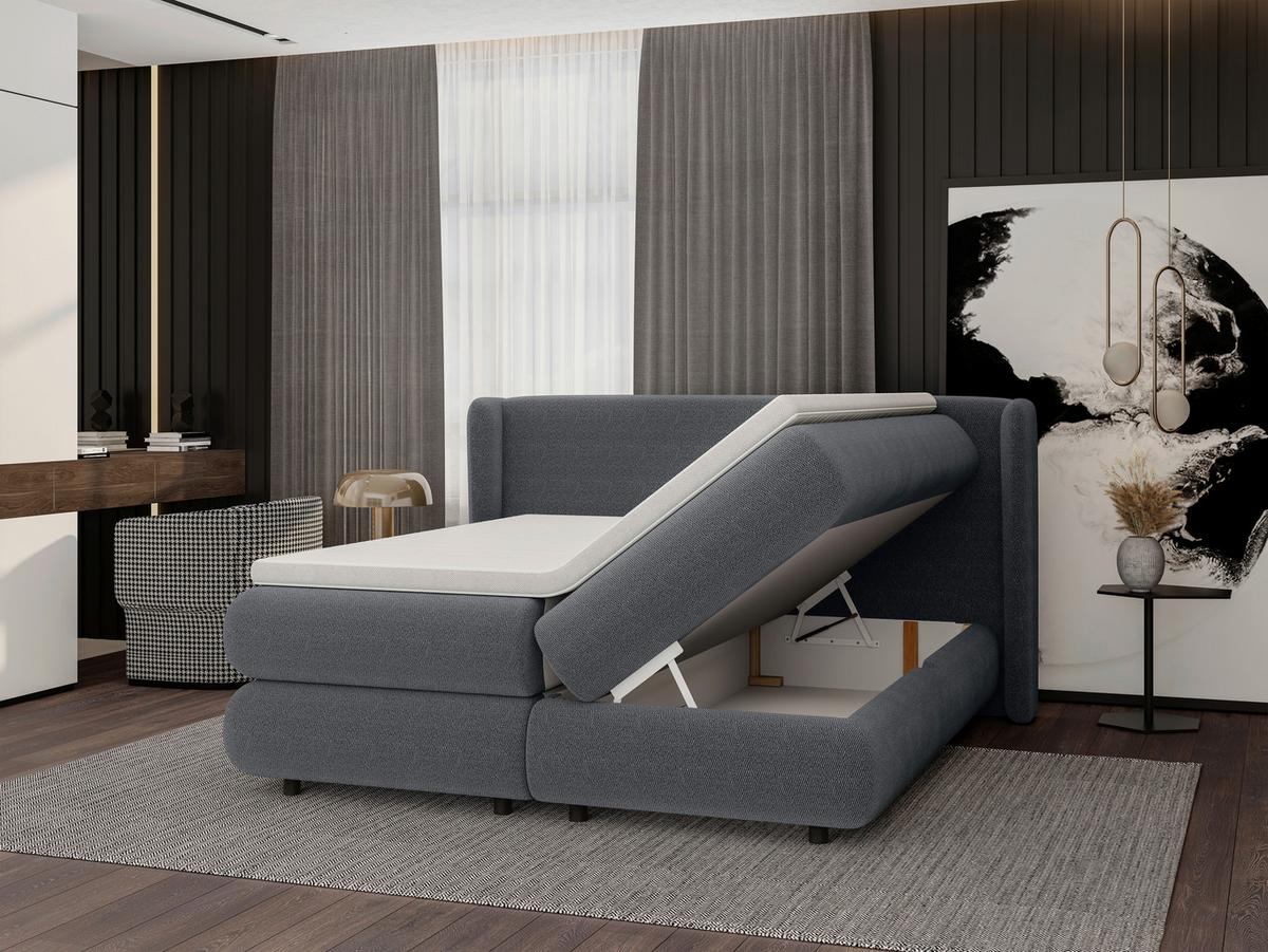 Boxspring Krevet Elodie - boje grafita/crna, Konvencionalno, tekstil/plastika (180/200cm) - Premium Living