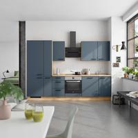 Küchenblock Easytouch High m. Geräten Dunkelblau - Eichefarben/Schwarz, MODERN, Holzwerkstoff/Metall (300cm) - Nobilia