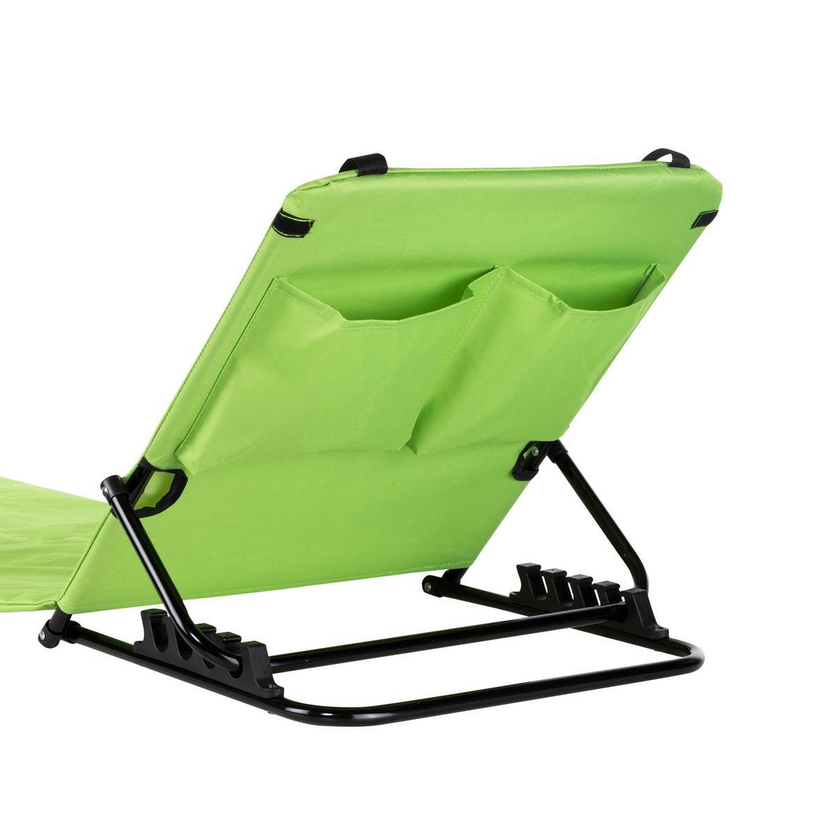 LEŻAK PLAŻOWY LUKE - zielony/czarny, Basics, tworzywo sztuczne/metal (145/52/47cm)