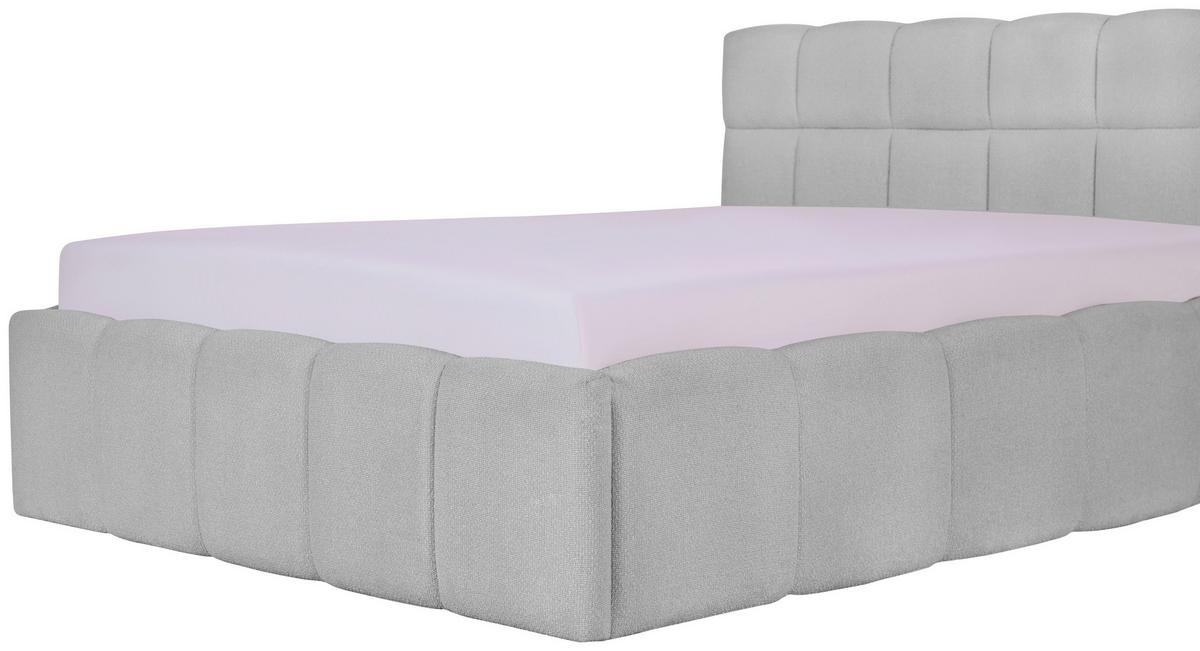 Polsterbett Ascona Hellgrau ca. 140x200cm - Hellgrau/Schwarz, KONVENTIONELL, Kunststoff/Textil (140/200cm) - Based