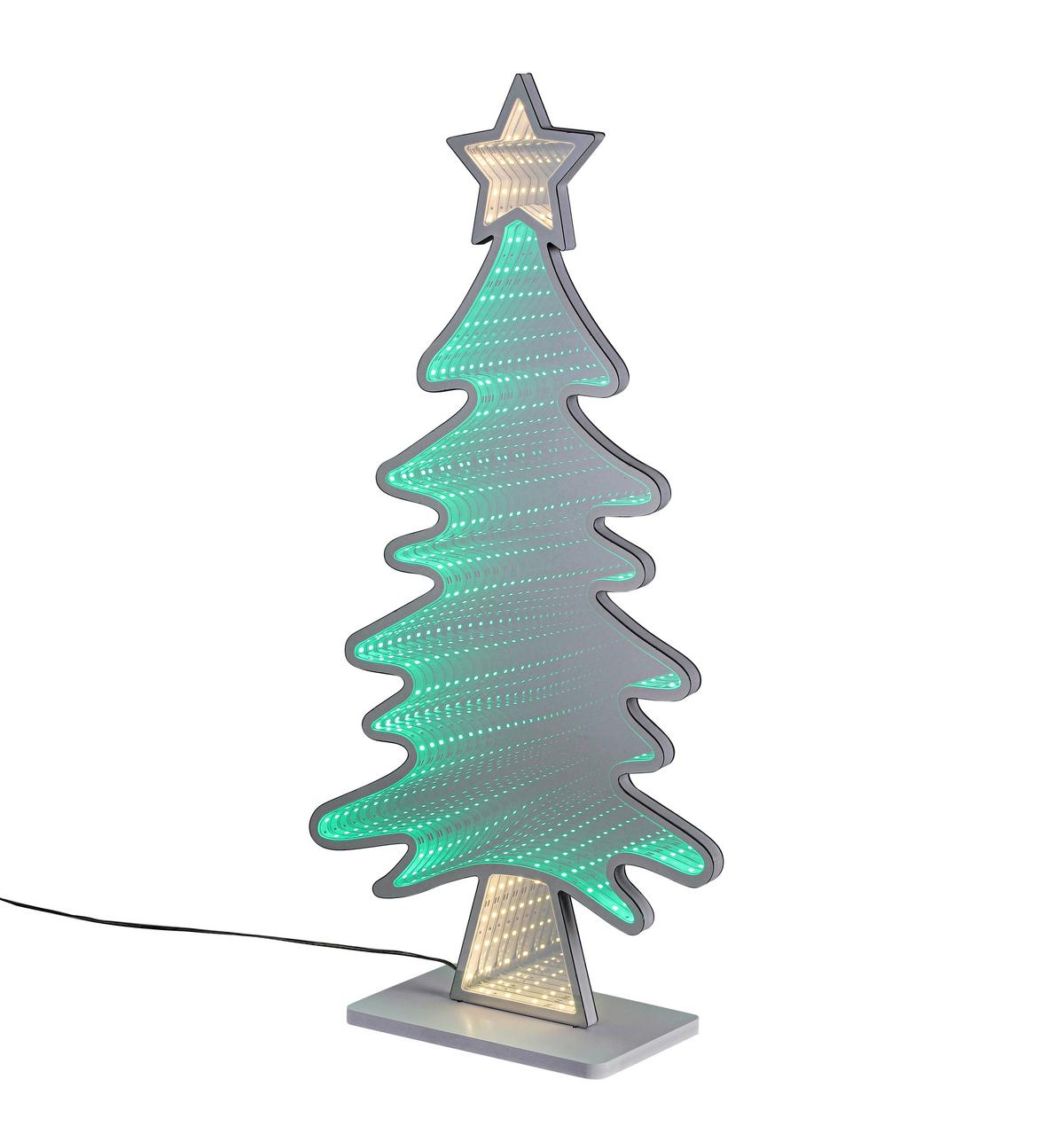 LED-Dekoleuchte Tanne Weiß max. 6 Watt - Chromfarben/Weiß, Design, Kunststoff (31,5cm) - Mömax