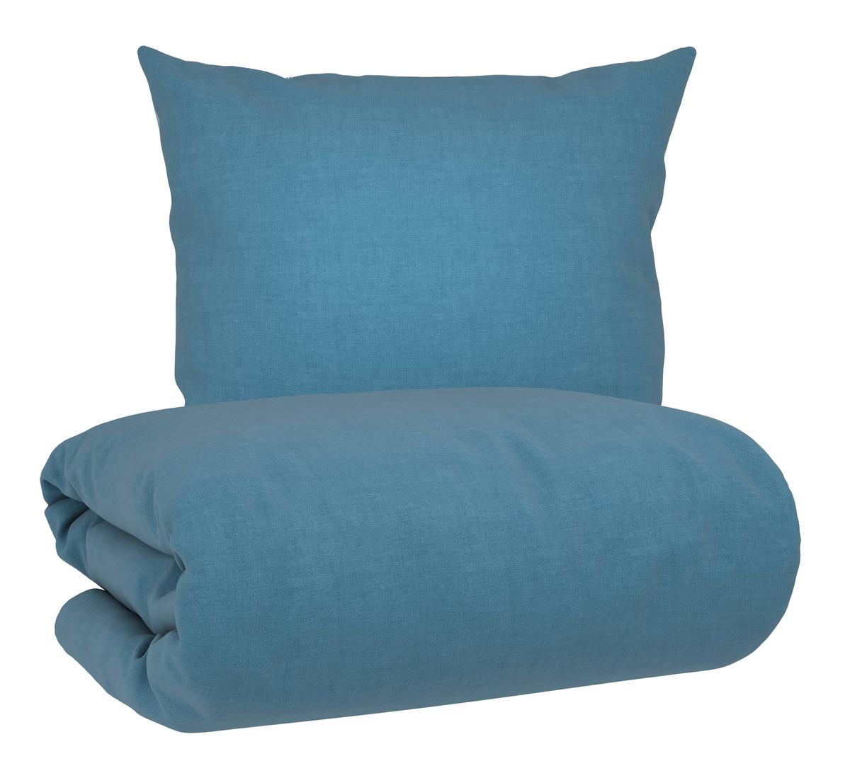 Bettwäsche Chambray Stripes Blau/Weiß ca. 135x200cm - Blau/Weiß, MODERN, Textil (135/200cm) - Mömax