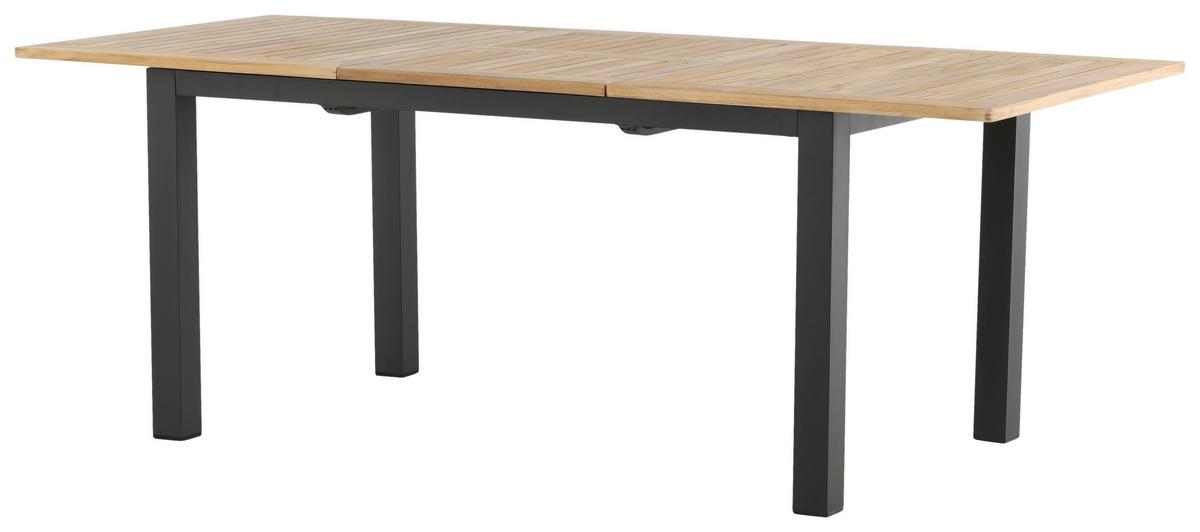 Gartentisch Panama ca. 210x90 cm Schwarz/Teakholz - Schwarz/Teakfarben, KONVENTIONELL, Holz/Metall (210/90/75cm) - Gardenson