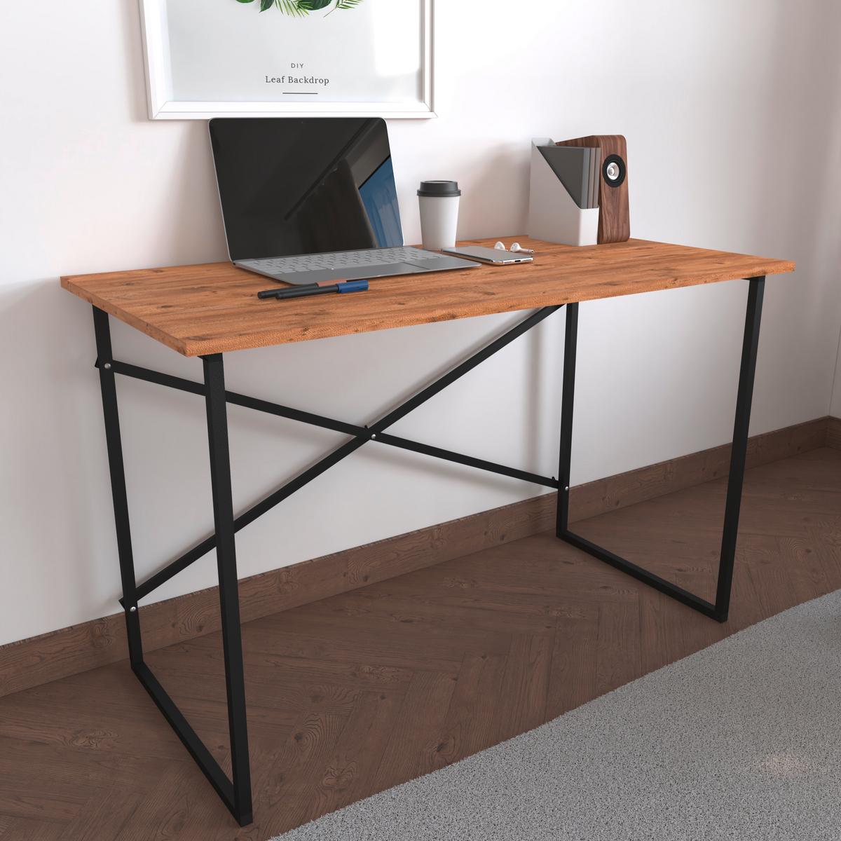 SCHREIBTISCH INSASI - Honigeiche/Schwarz, Design, Holzwerkstoff/Metall (90/75/50cm) - MID.YOU