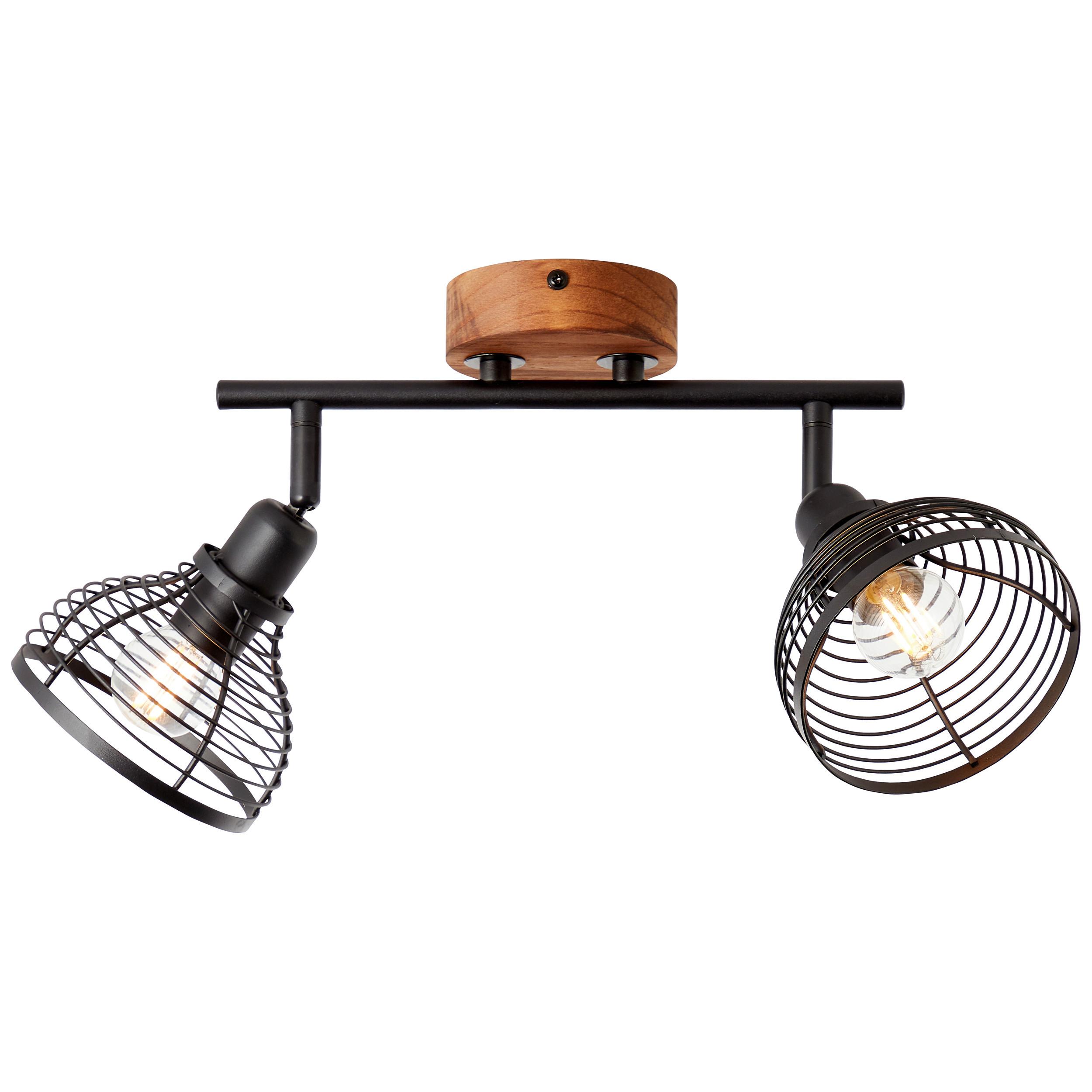 Strahler Avia Braun/Schwarz max. 40 Watt - Schwarz/Braun, Natur, Holz/Metall (16,5/33/17cm) - Brilliant