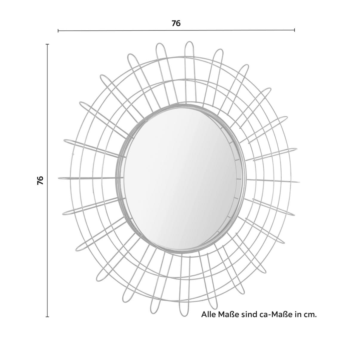 Spiegel "Miranda" Ø ca.76cm, messing - Messingfarben/Silberfarben, MODERN, Glas/Holzwerkstoff (76cm) - Bessagi Home