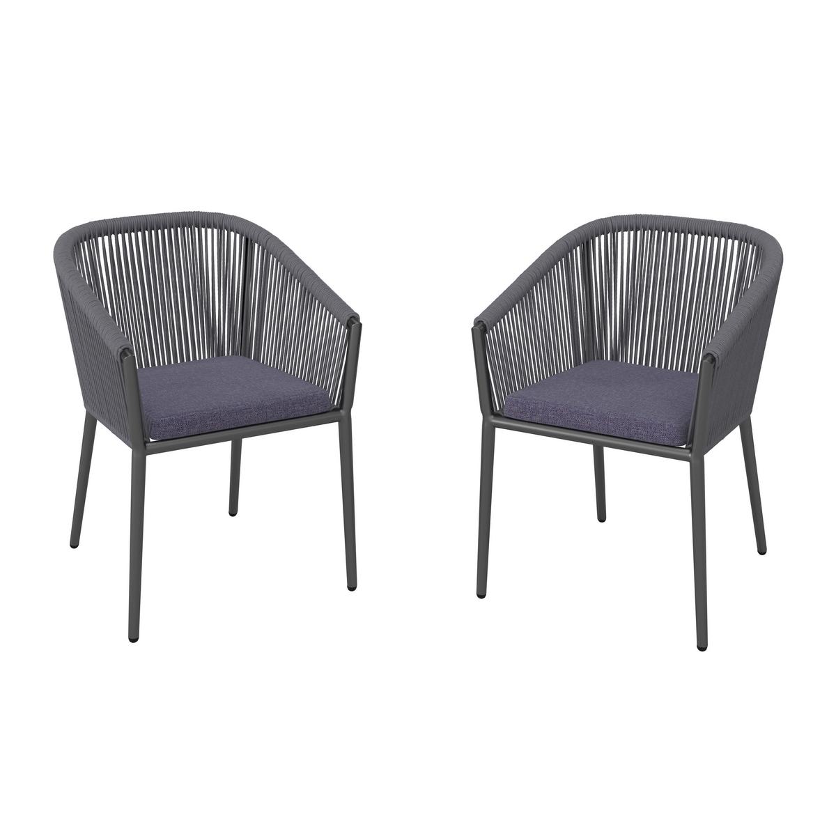 Gartensessel-Set 2-er Benicia Blau aus Metall/Textil - Blau/Schwarz, MODERN, Textil/Metall (55/76/63cm) - Bessagi Garden