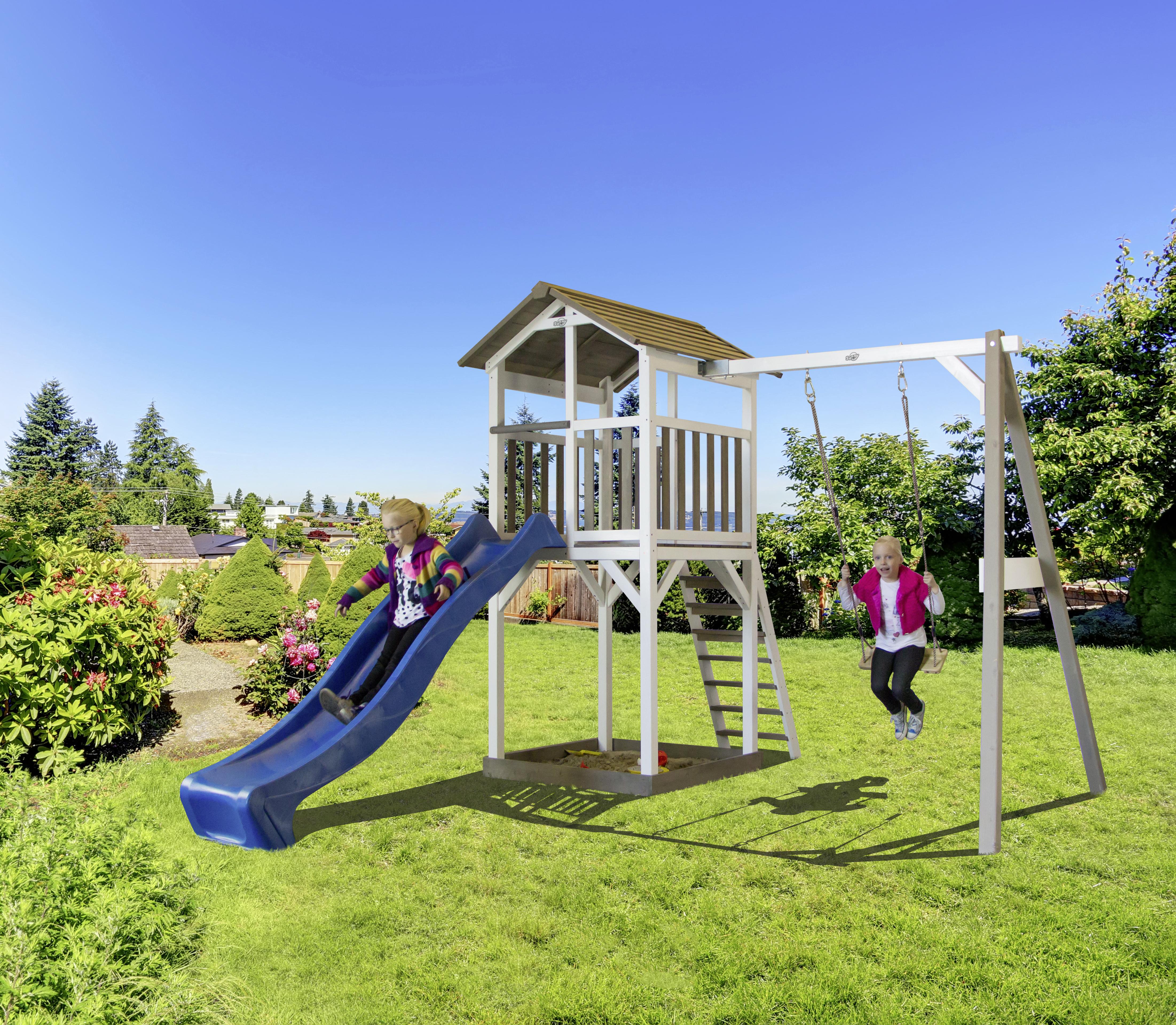 Spielhaus Beach Tower Swing - Blau/Weiß, Basics, Holz/Kunststoff (277/242/349cm) - Ambia Garden