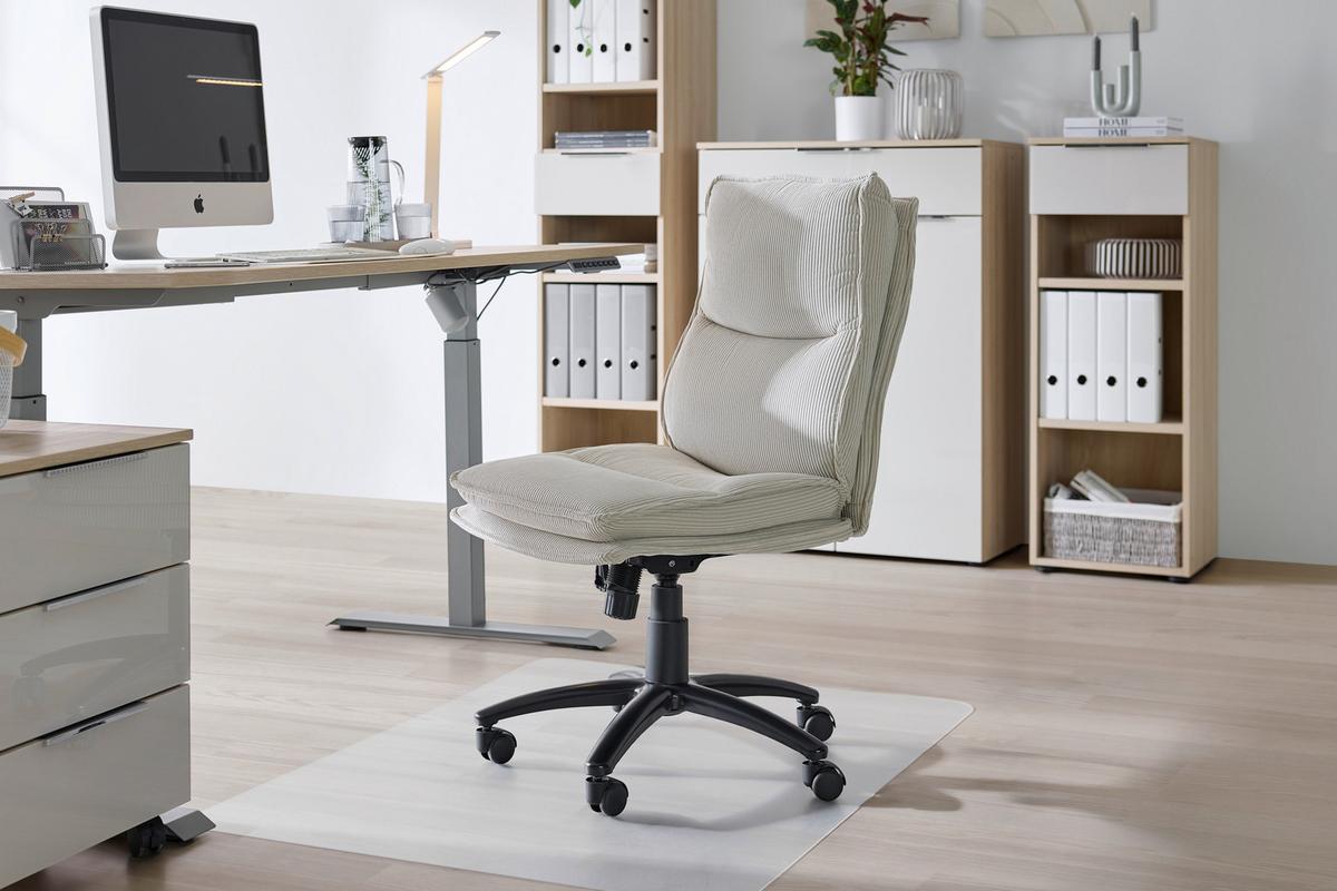 Drehstuhl Bronx Creme - Creme/Schwarz, Modern, Textil/Metall (53/99-109/67cm) - Mömax