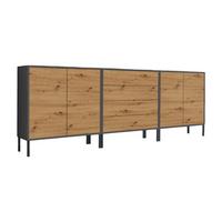 Sideboard Mailand Set 5 Anthrazit/Eiche - Anthrazit/Eiche Artisan, MODERN, Holzwerkstoff/Metall (237/86/33cm) - MID.YOU