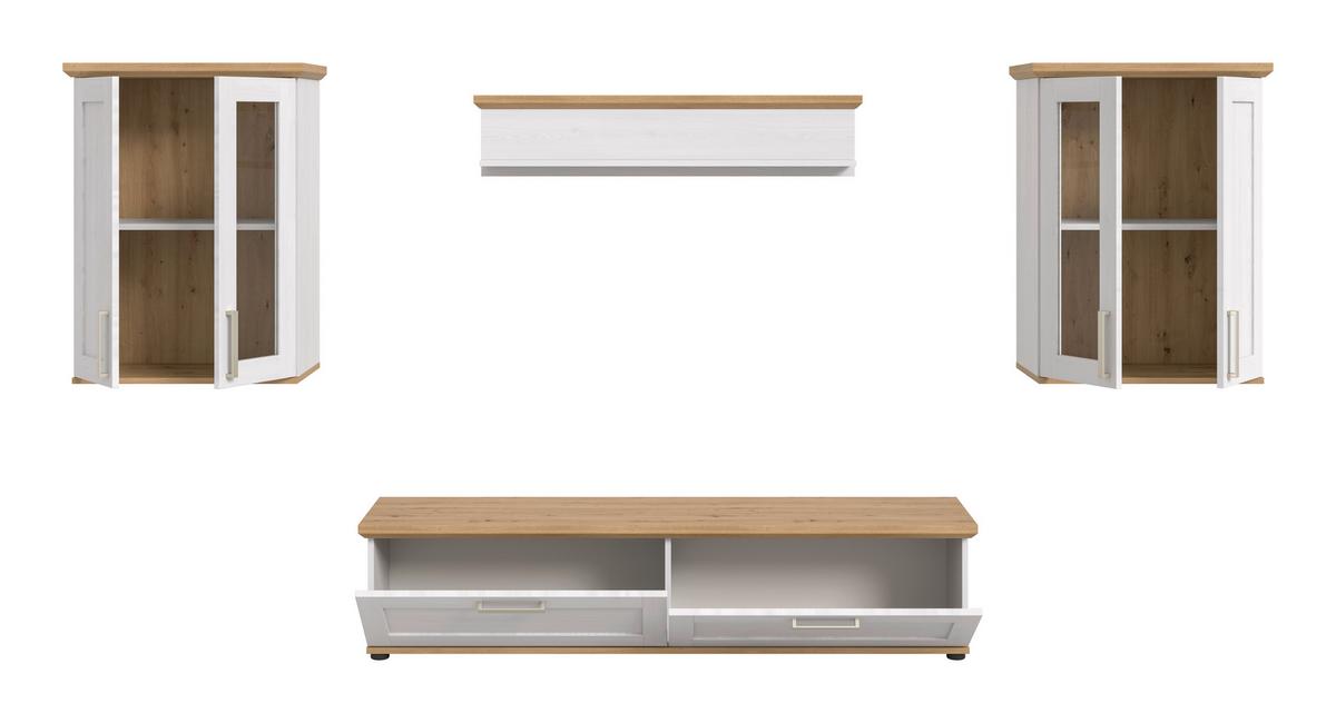 Dnevni Regal Verona, Bela, Barva Macesna, 4-Delni - srebrne barve/črna, Design, umetna masa/leseni material (316/161/40cm) - Livetastic