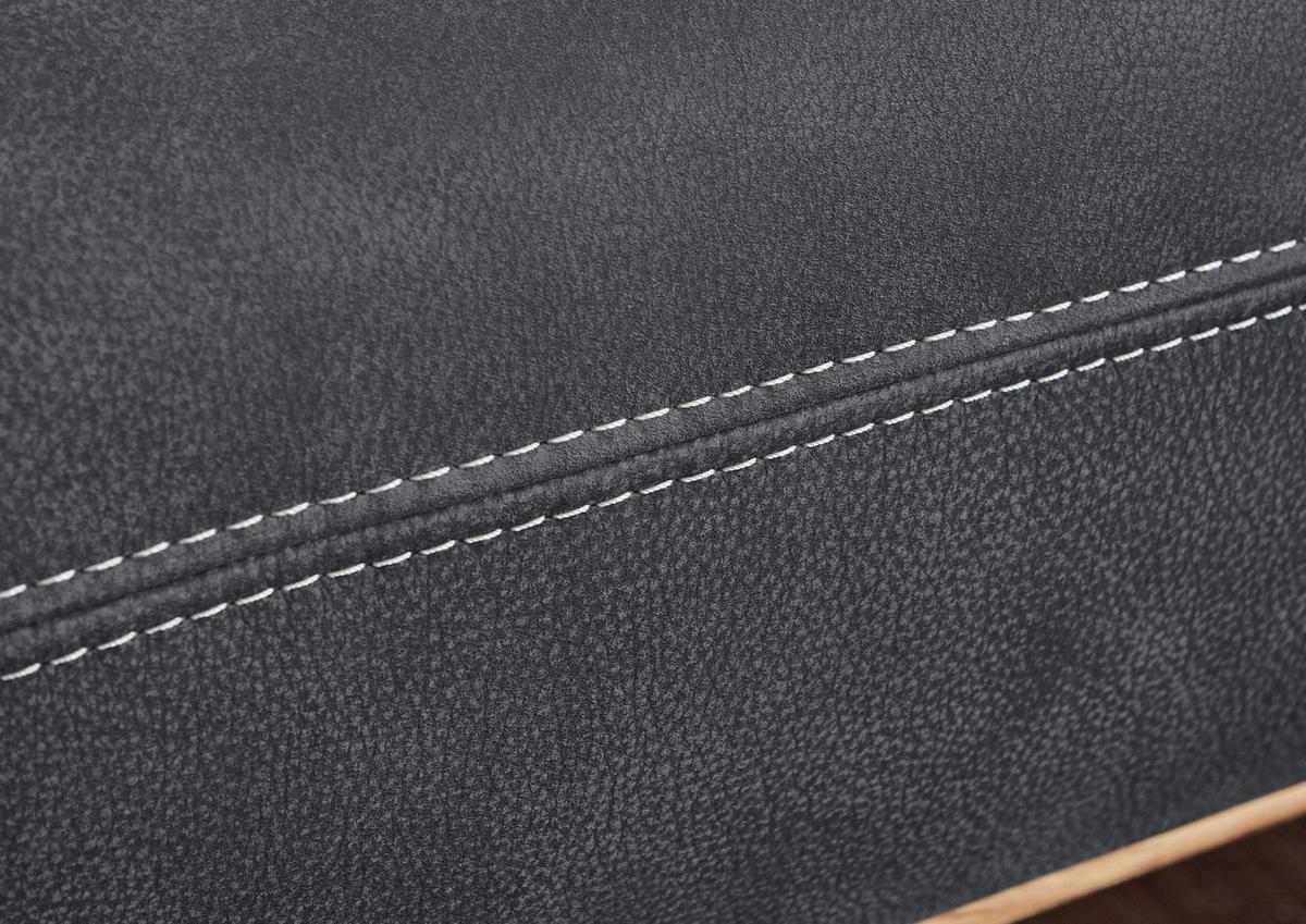 Wohnlandschaft Erling Graphitfarben - Beige/Graphitfarben, MODERN, Leder/Metall (322/89/187cm) - Premium Living