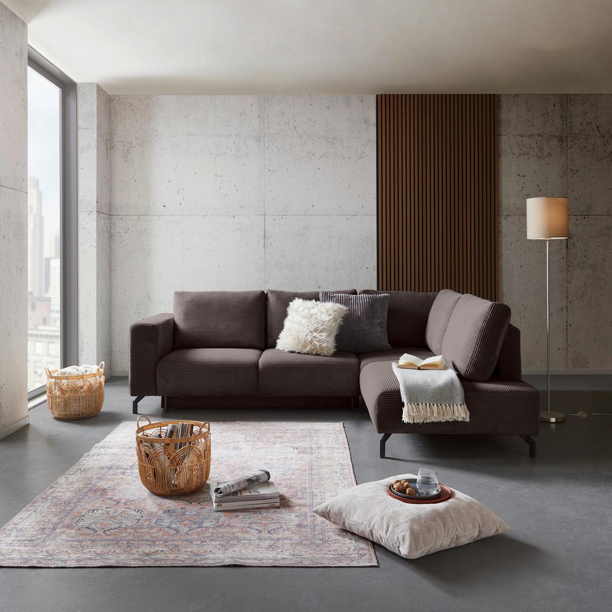 Colțar VENI - maro, Modern, textil (272/210cm) - Modern Living