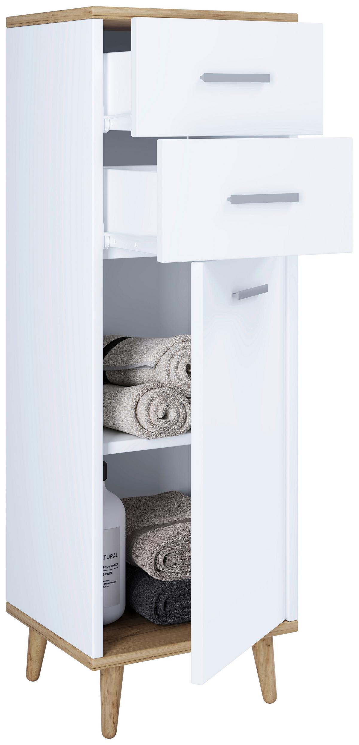 Midischrank Landos ca. 32x97 cm Weiß/Eichefarben - Eichefarben/Weiß, MODERN, Holzwerkstoff/Kunststoff (32/97/28cm) - MID.YOU