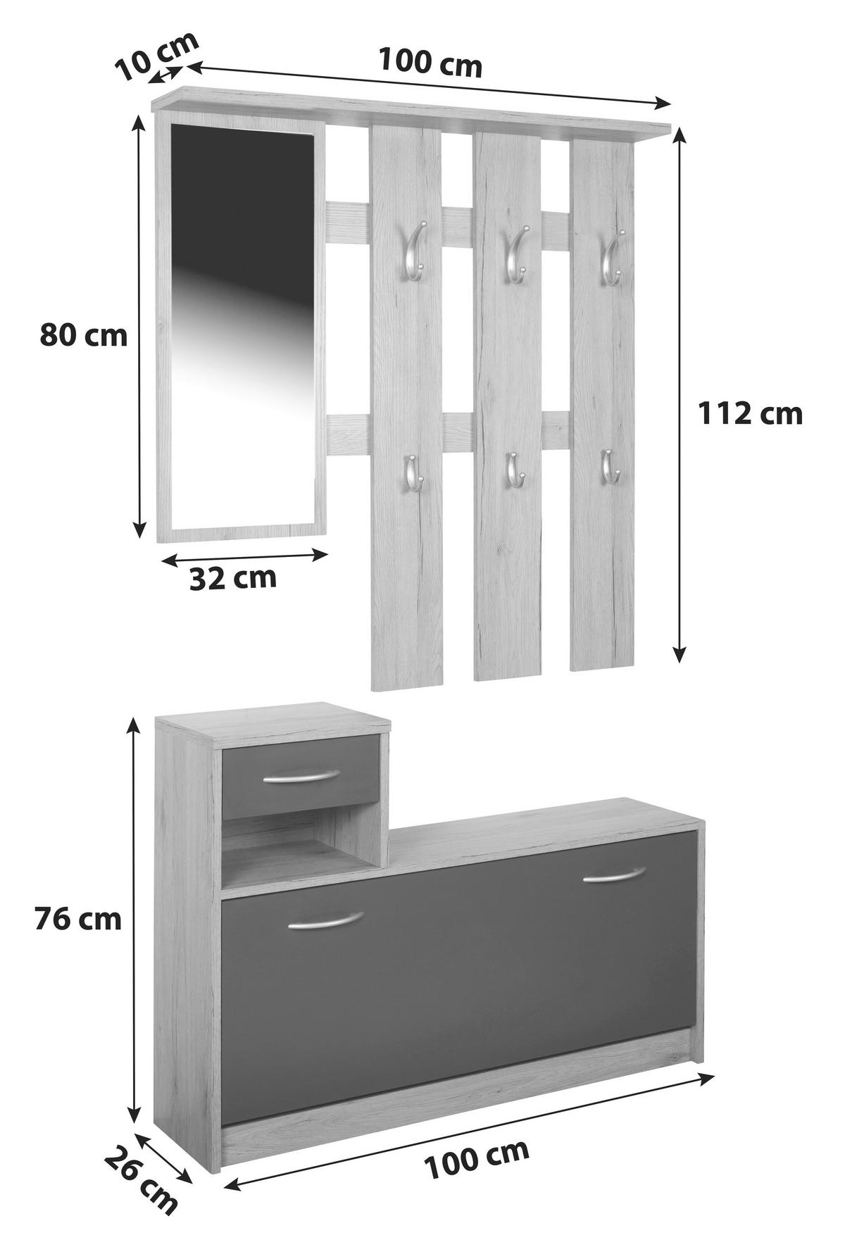 Predsoba Iza, Rjava, Barva Hrasta - barve hrasta/rjava, Konvencionalno, steklo/leseni material (100/190/26cm) - Mömax