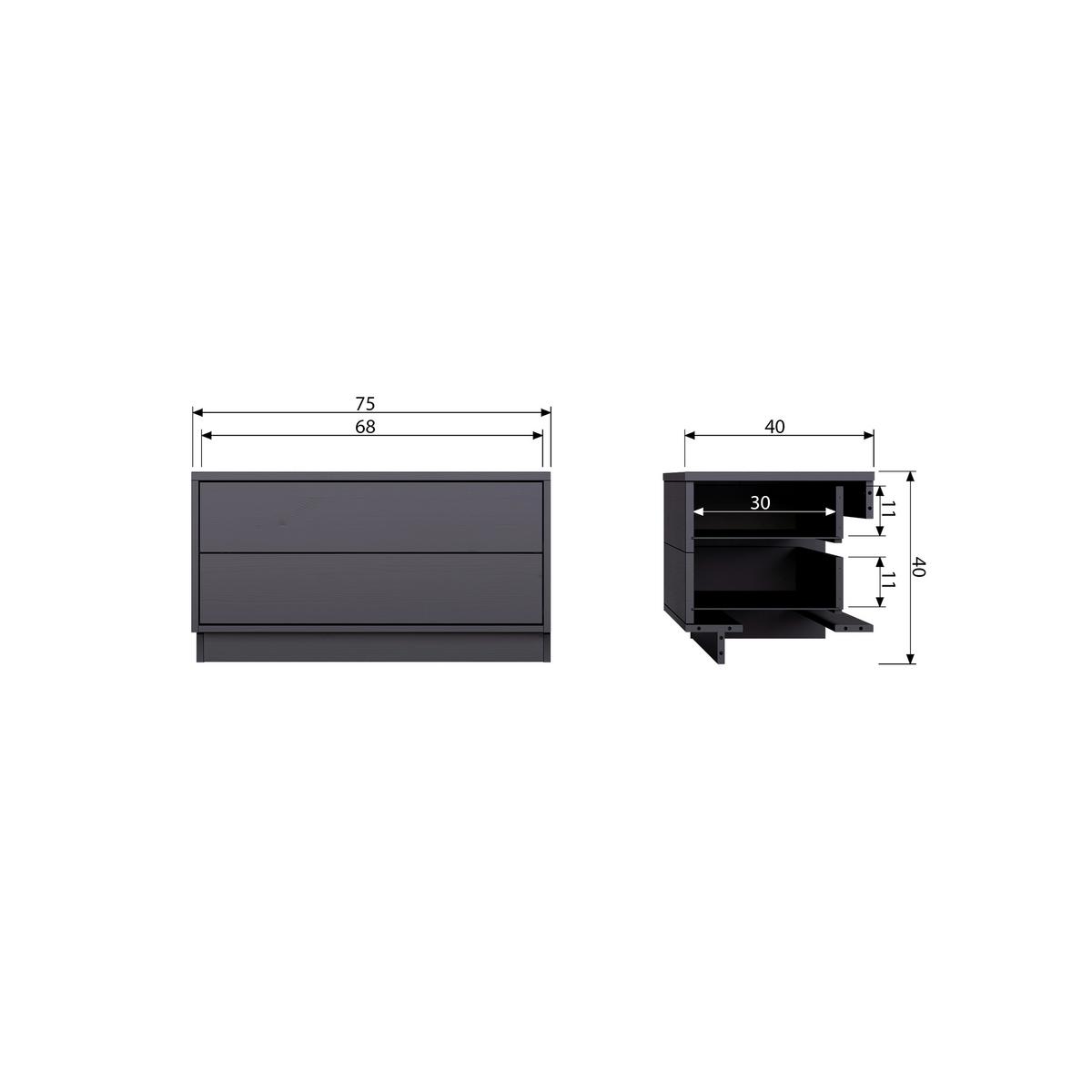 Lowboard Finca Schwarz - Schwarz, Design, Holz (75/40/40cm) - Livetastic