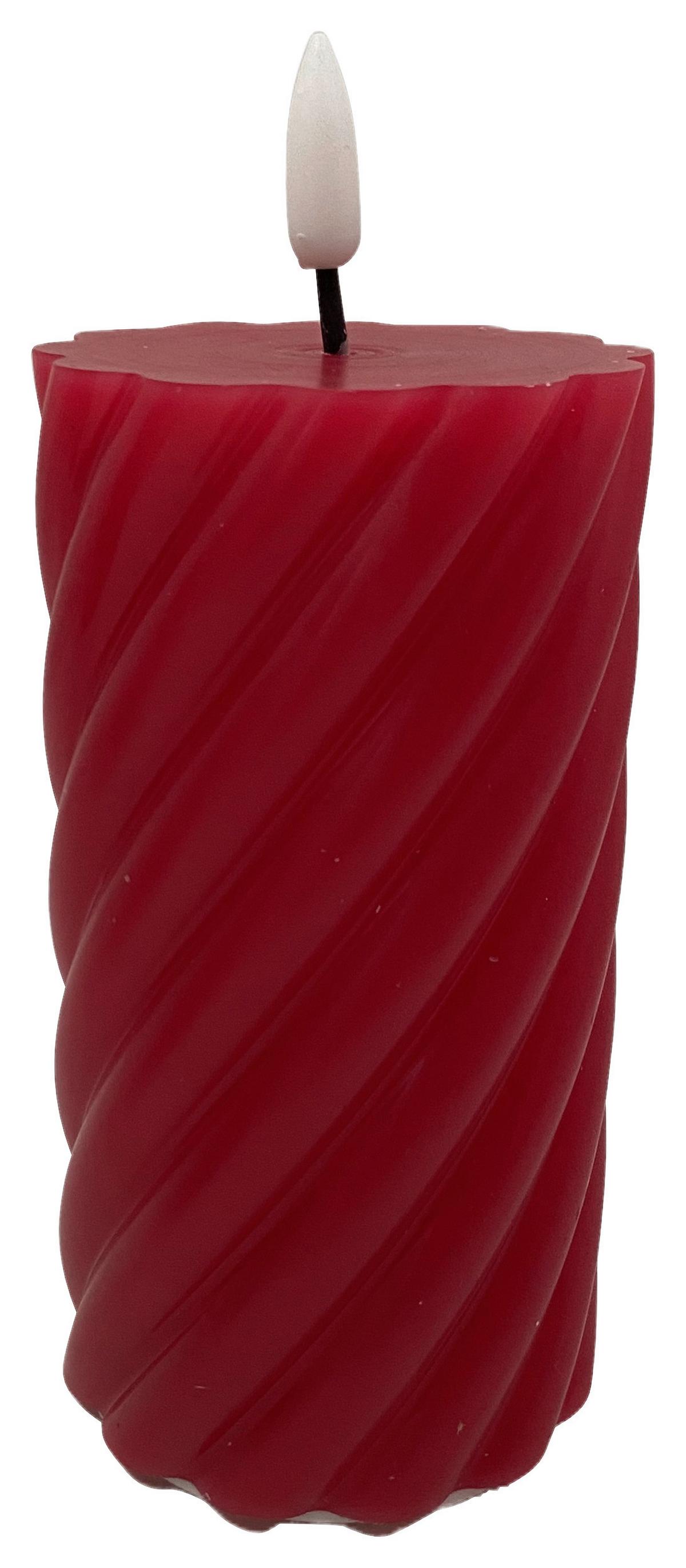 LED-Kerze Twist in diversen Farben - Rot/Goldfarben, KONVENTIONELL, Naturmaterialien/Kunststoff (7/13cm) - Modern Living