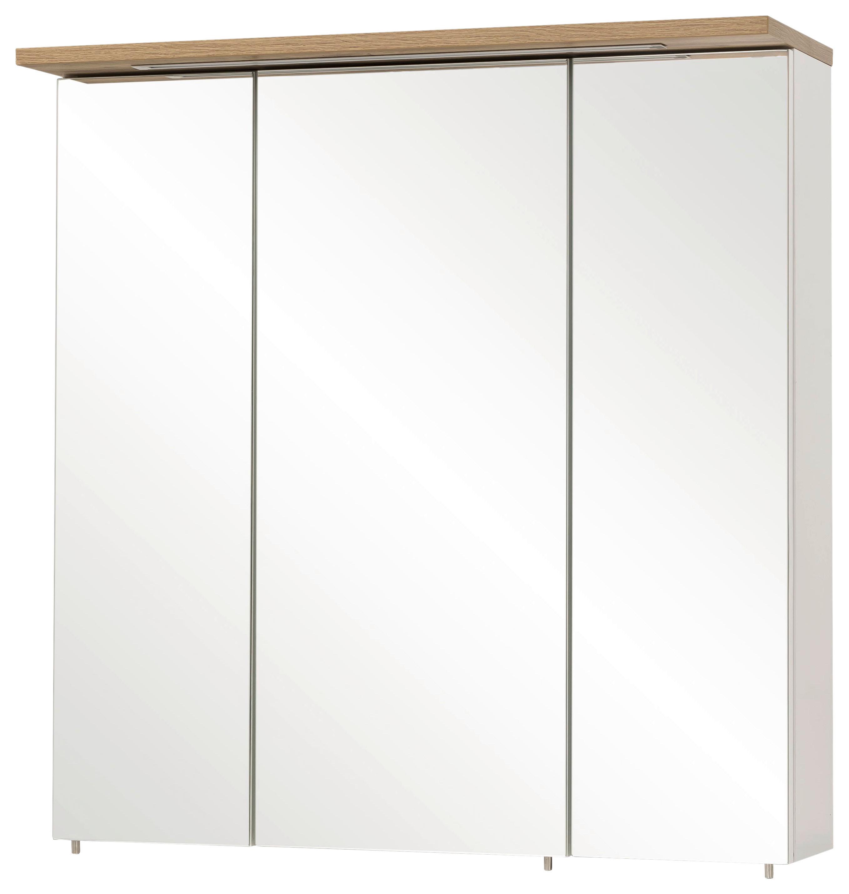 Omara Z Ogledalom Jelda, Bela, Barva Hrasta - srebrne barve/barve hrasta, Moderno, kovina/steklo (70,4/72,3/23,7cm) - Stylife
