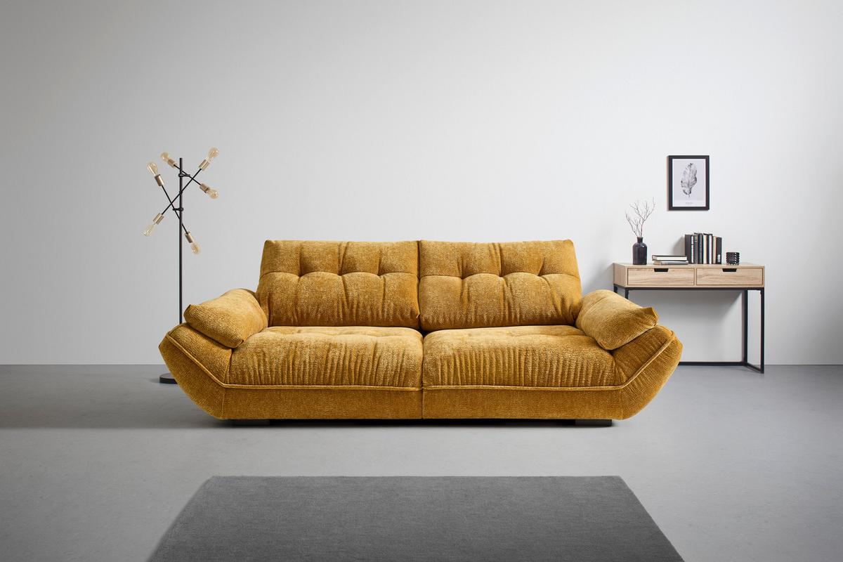 Bigsofa Vivo Goldfarben - Goldfarben/Schwarz, MODERN, Kunststoff/Textil (272/63/137cm) - Premium Living