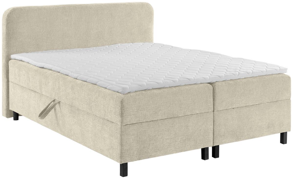 Postelja Z Vzmetnico Viva, Krem Barva, 180x200cm - črna/krem barve, Moderno, umetna masa/tekstil (180/200cm) - MID.YOU