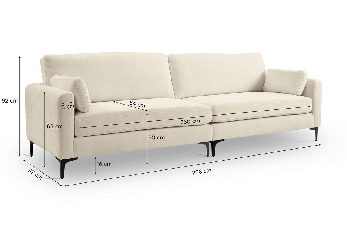 Viersitzer-Sofa Venti Creme - Creme/Schwarz, Basics, Holz/Textil (286/92/97cm) - MID.YOU