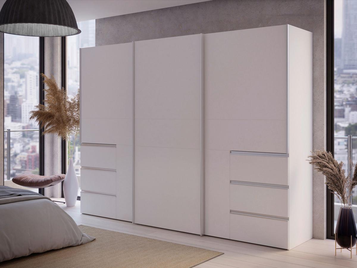 Omara Z Drsnimi Vrati Winn 2, Bela - bela/barve aluminija, Konvencionalno, kovina/leseni material (270/200/61cm) - Carryhome