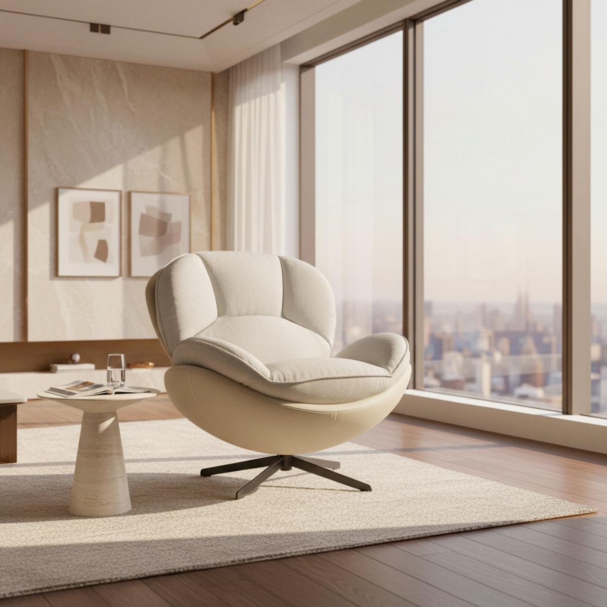 Fotoliu INA - alb/bej, Modern, metal/textil (98/86/105cm) - Bessagi Home