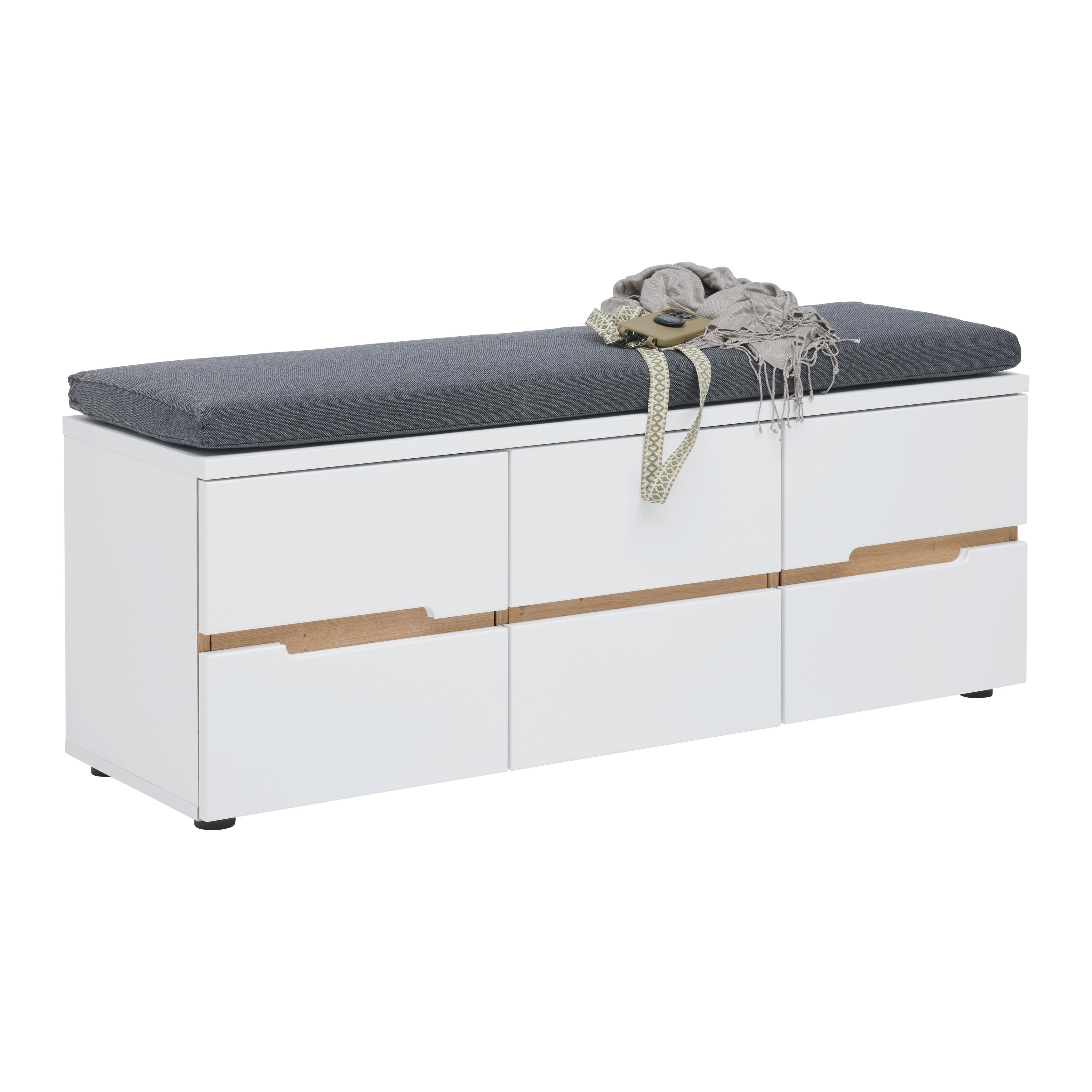 Garderobenbank Dallas Weiss/Eiche Artisan - Weiss/Schwarz, Modern, Holzwerkstoff/Textil (120/48/38cm) - Mömax
