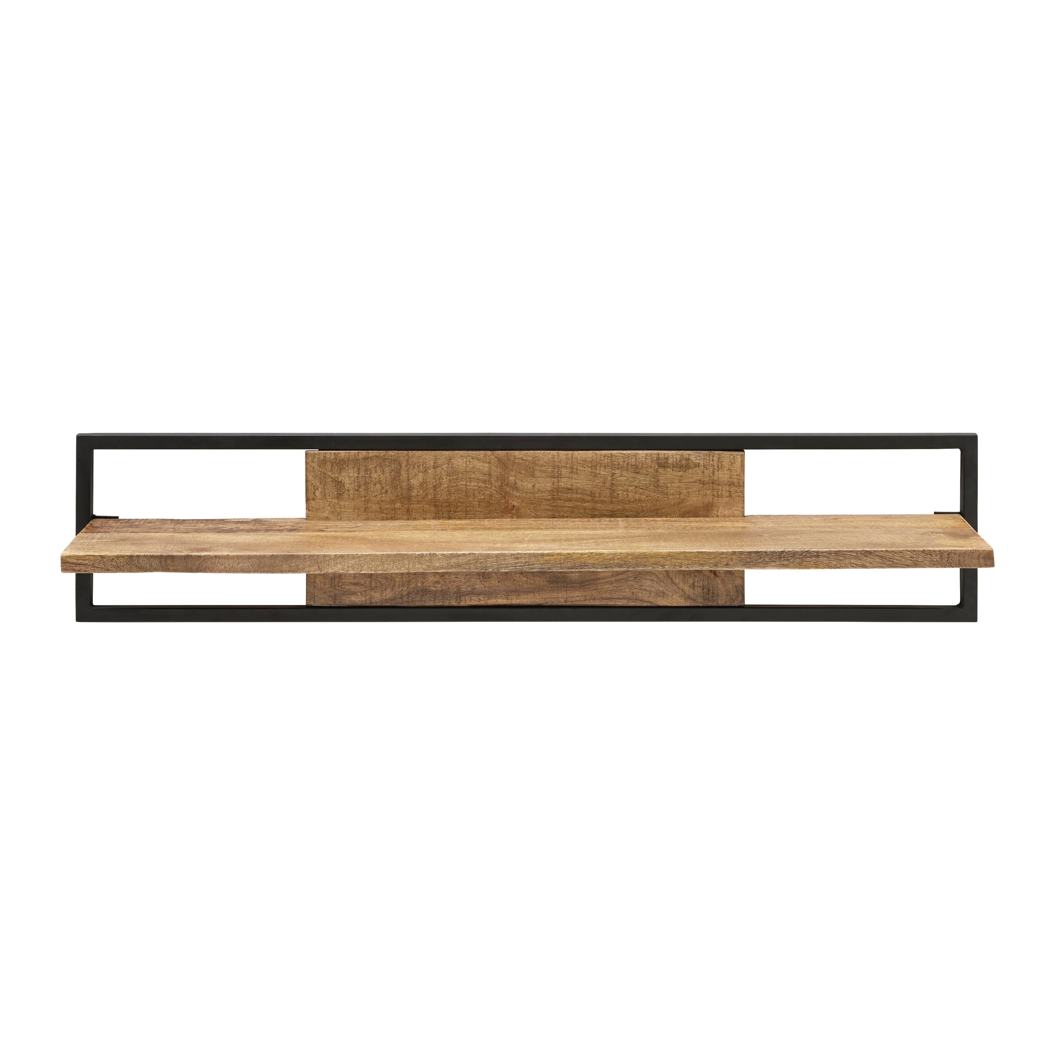VÄGGHYLLA EVEREST -EXKLUSIV- - svart/naturfärgad, Natur, metall/trä (120/30cm) - Mömax