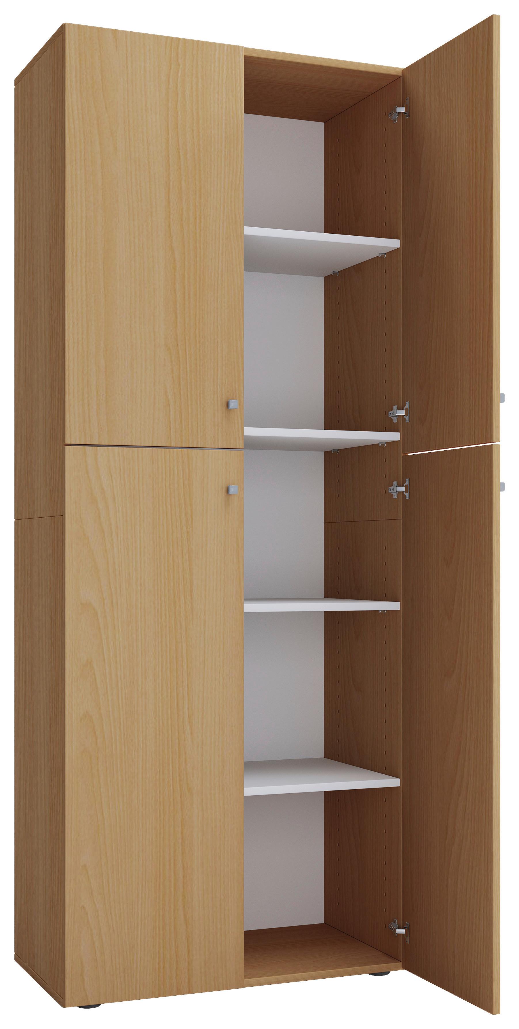 Schuhschrank Lona ca.70x182x37cm Buchefarben - Silberfarben/Buchefarben, KONVENTIONELL, Holzwerkstoff/Kunststoff (70/182/37cm) - MID.YOU