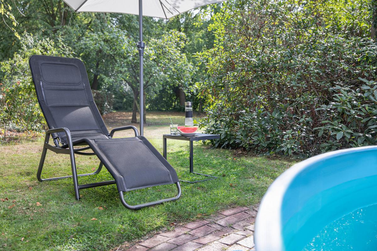 Kippliege Fano ca. 150x71x112 cm Schwarz - Schwarz, KONVENTIONELL, Kunststoff/Metall (150/71/112cm) - Siena Garden