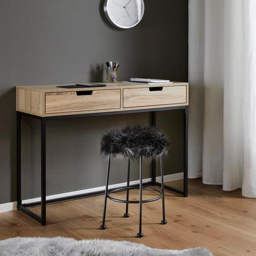 Hocker Luzie Schwarz Kunstfell - Schwarz, MODERN, Fell/Metall (30/50cm) - Bessagi Home