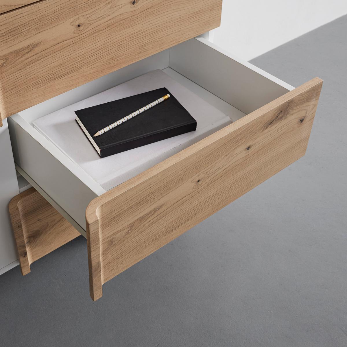 Sideboard Vira Weiß/Kieferfarben Echtholz - Weiß/Kieferfarben, MODERN, Holz (110/83/43cm) - Bessagi Home