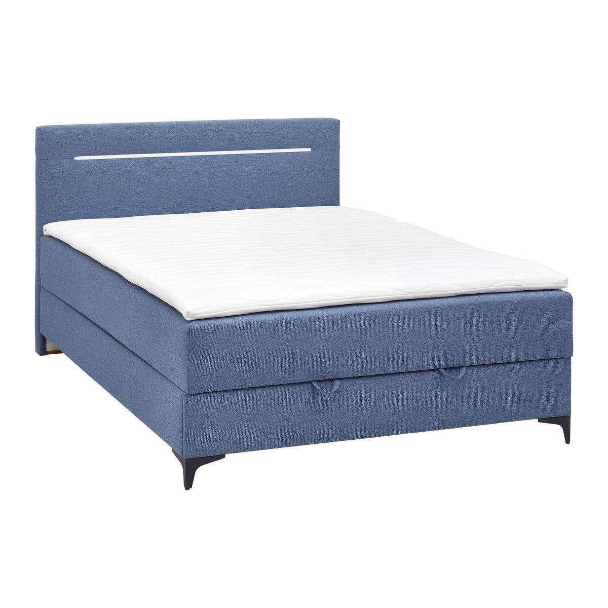 Boxbett Jerry in Blau ca. 140x200cm - Schwarz/Dunkelblau, KONVENTIONELL, Textil (140/200cm) - Mömax