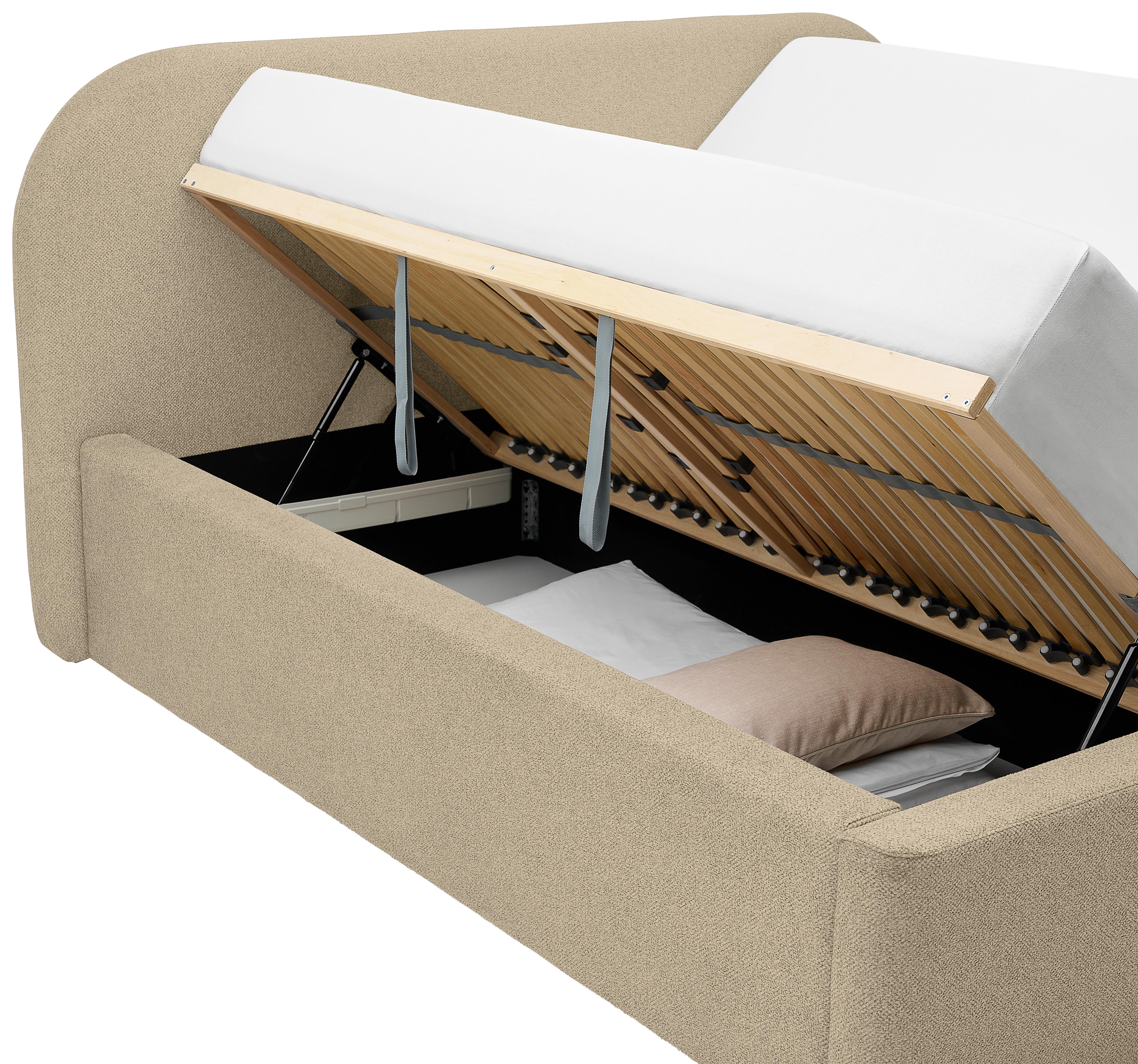 Tapecirani Krevet Bilbao Storage - crna/sivo-bež, Design, drvo/tekstil (160/200cm) - Based