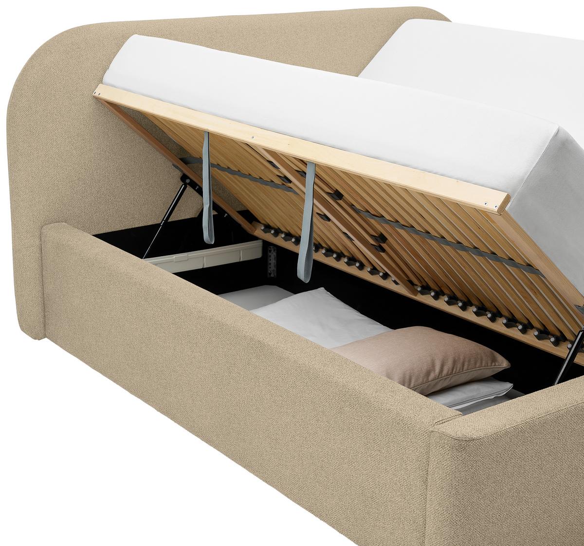 Tapecirani Krevet Bilbao Storage - crna/sivo-bež, Design, drvo/tekstil (160/200cm) - Based