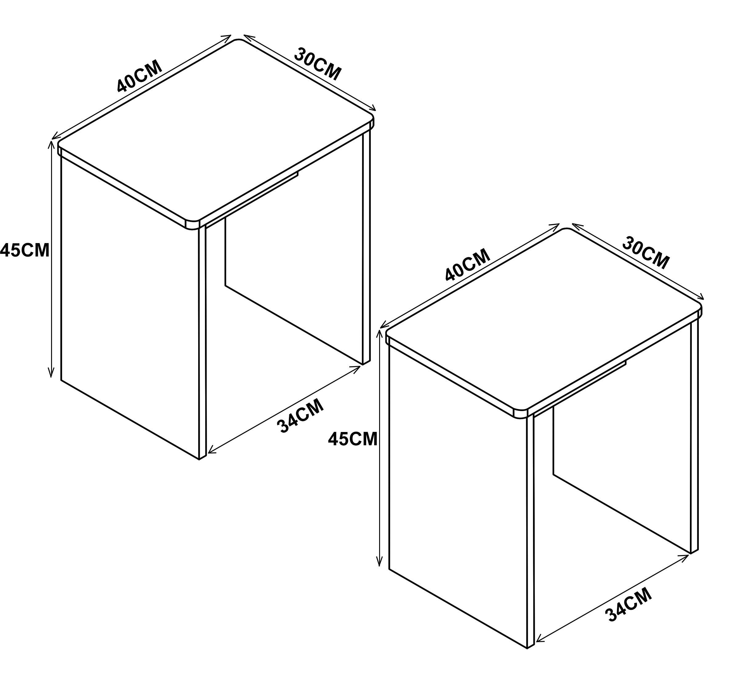 Set Taburejev Esal, 2-Delni, Antracit - antracit, Moderno, leseni material (40/45/30cm) - MID.YOU