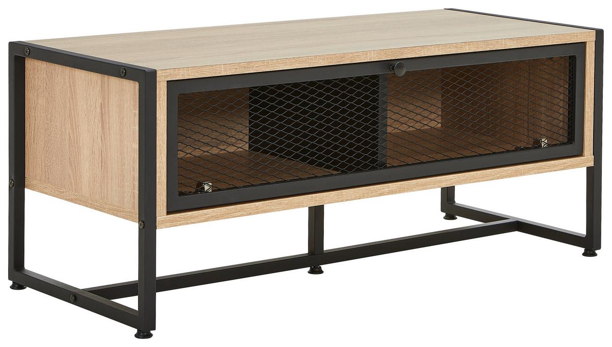 ŁAWKA Z PÓŁKĄ NA BUTY MELA SIDEBOARD - czarny/kolor dębu sonoma, Modern, metal/drewno (95/40/41cm) - P & B