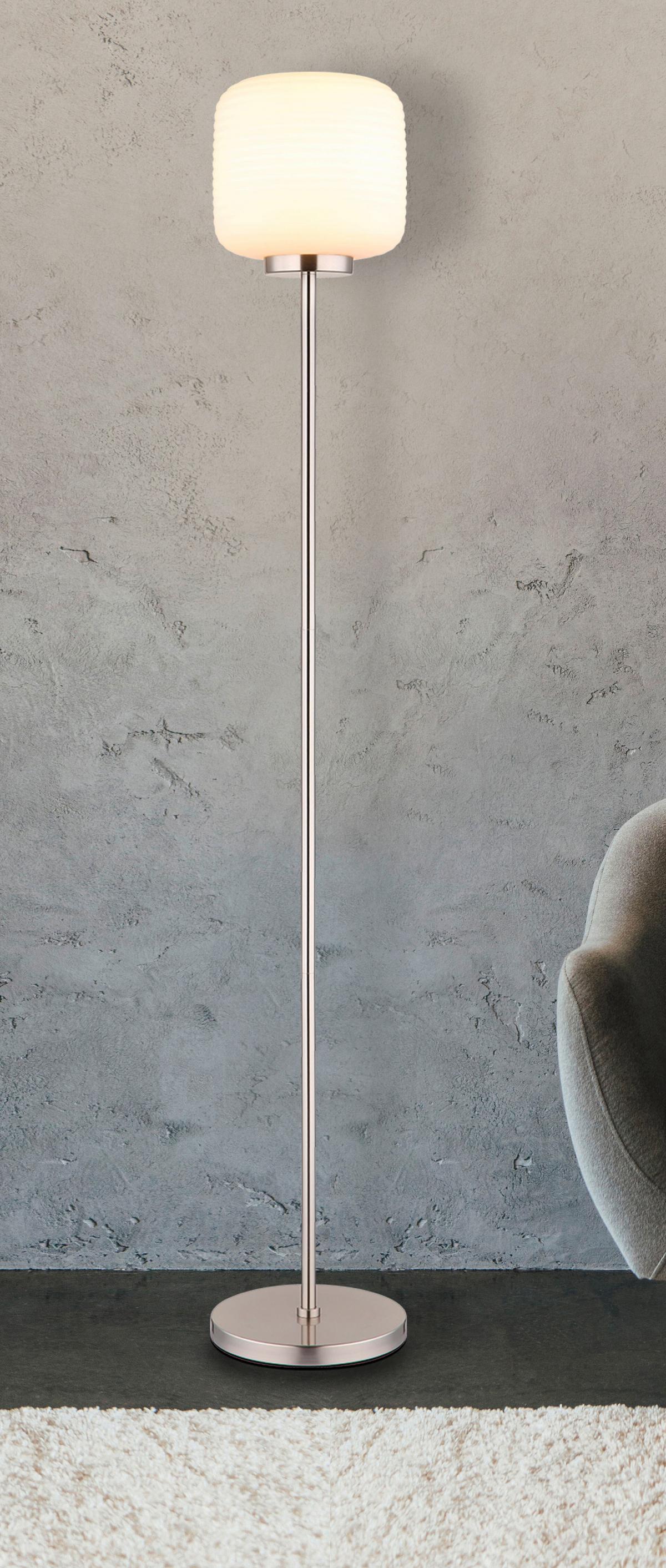 STEHLEUCHTE 15772S KLADORA - Weiss/Nickelfarben, Konventionell, Glas/Metall (24/157cm) - Globo