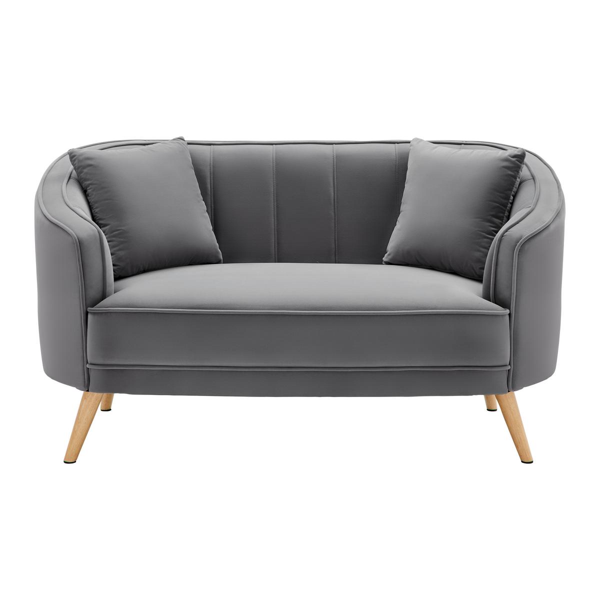 Sofa Hope Grau Samt - Naturfarben/Grau, Modern, Holz/Textil (141/77/73cm) - Bessagi Home