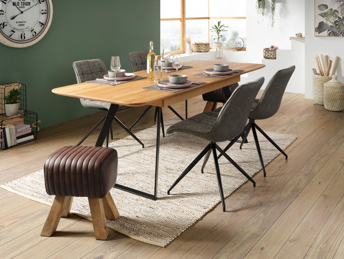 Ausziehtisch aus Eiche Massiv - Schwarz, Modern, Holz (160-210/90/76cm) - Zandiara