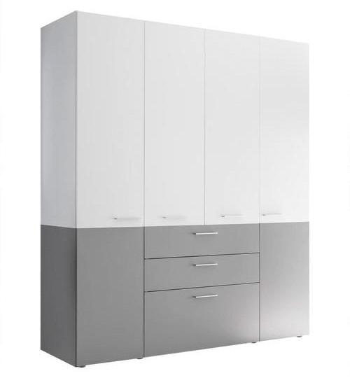 Kombischrank in Grau/Weiß - Weiss/Silberfarben, Konventionell, Holzwerkstoff/Metall (163/196,4/57,6cm) - Mömax