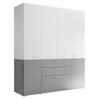 Kombischrank in Grau/Weiß - Weiss/Silberfarben, Konventionell, Holzwerkstoff/Metall (163/196,4/57,6cm) - Mömax