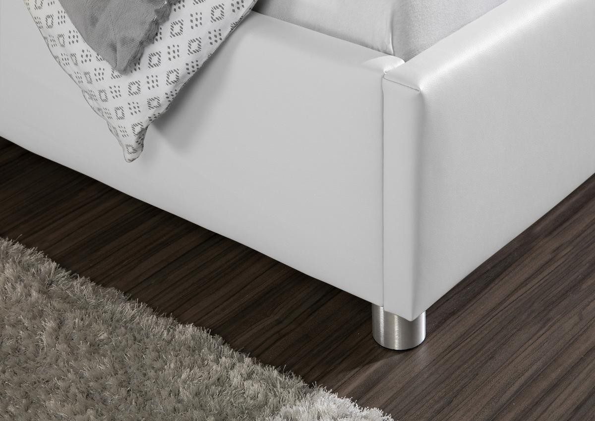 Polsterbett Baltimore Weiß ca. 160x200 cm - Alufarben/Weiß, MODERN, Textil/Metall (160/200cm) - Livetastic