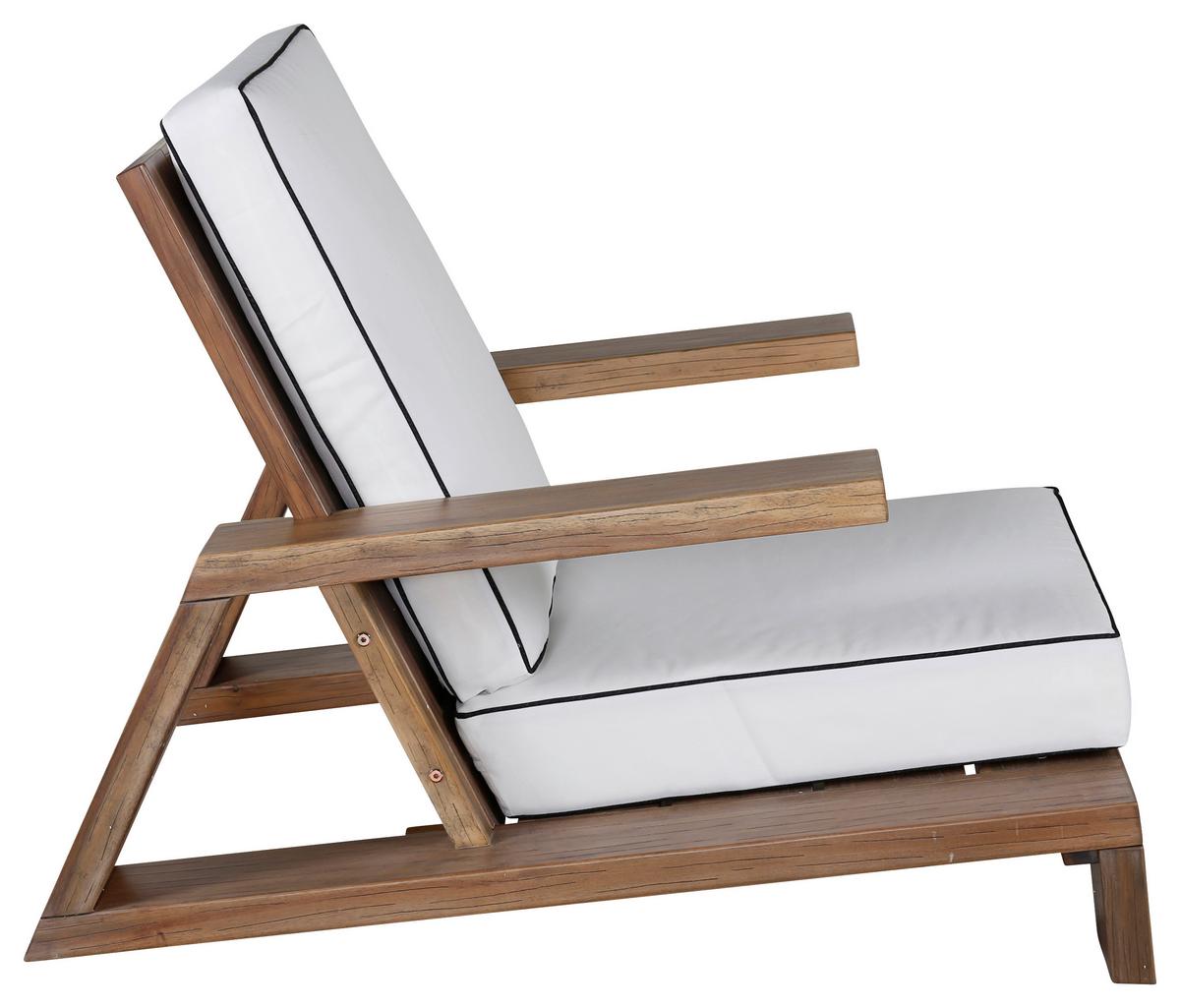 Loungesessel Daria ca. 100x70x92 cm Akazienholz - Weiß/Akaziefarben, KONVENTIONELL, Holz (100/70/92cm) - Gardenson