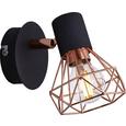 Wandspot Jessy - Schwarz/Kupferfarben, MODERN, Metall (12,5/10/12,5cm) - MODERN LIVING