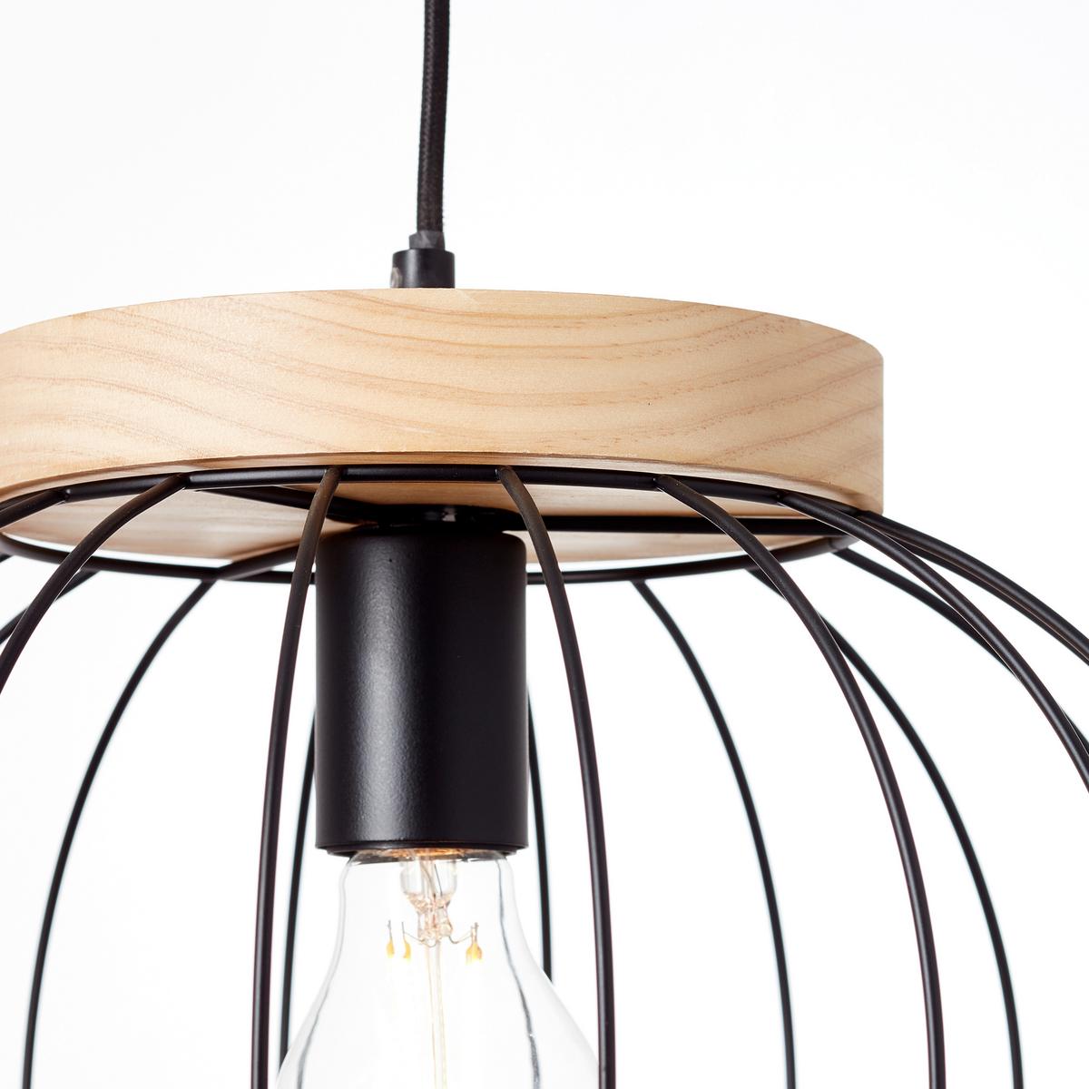 Hängeleuchte Sorana Braun/Schwarz max. 40 Watt - Schwarz/Braun, Design, Holz/Metall (35,5/130cm) - Brilliant